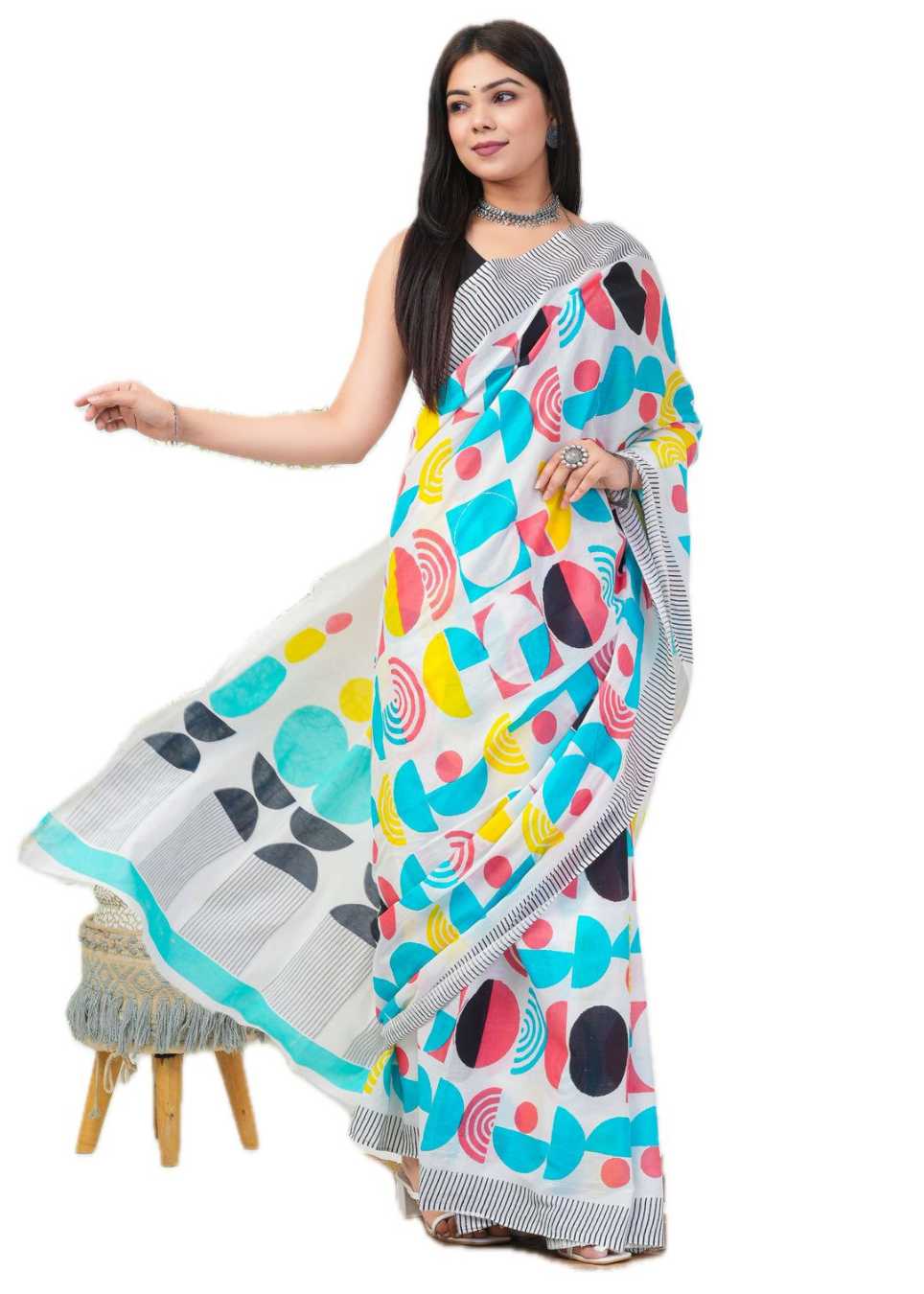 **Premium Cotton saree with Blouse & Peace: Elegant Traditional Wear for Modern Living**
