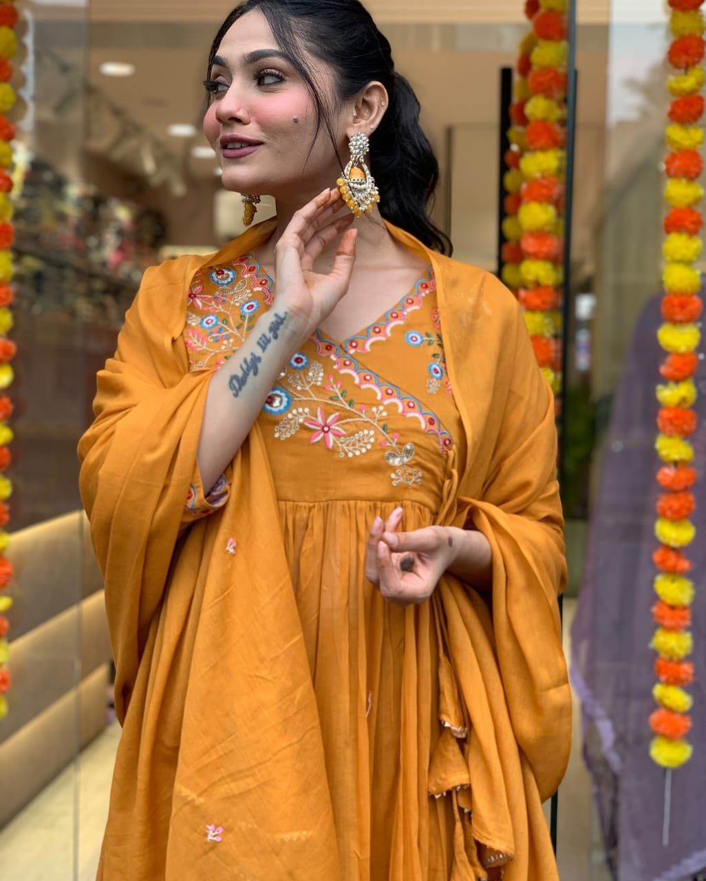 Dreamy Anarkali Angrakha Kurta Set