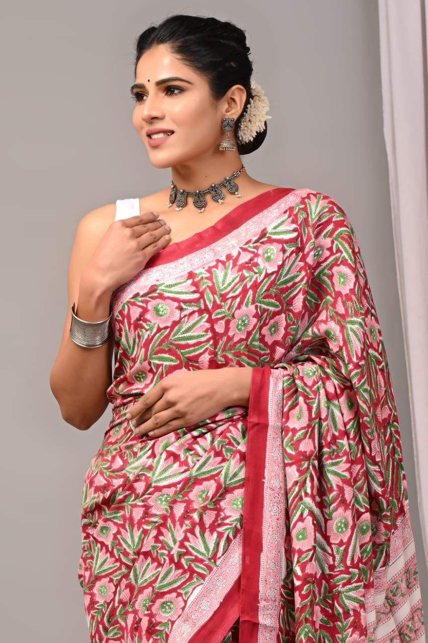 Handmade Traditional Printed Saree for Women